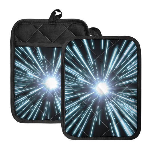 Blue Lightspeed Print Pot Holders With Pocket