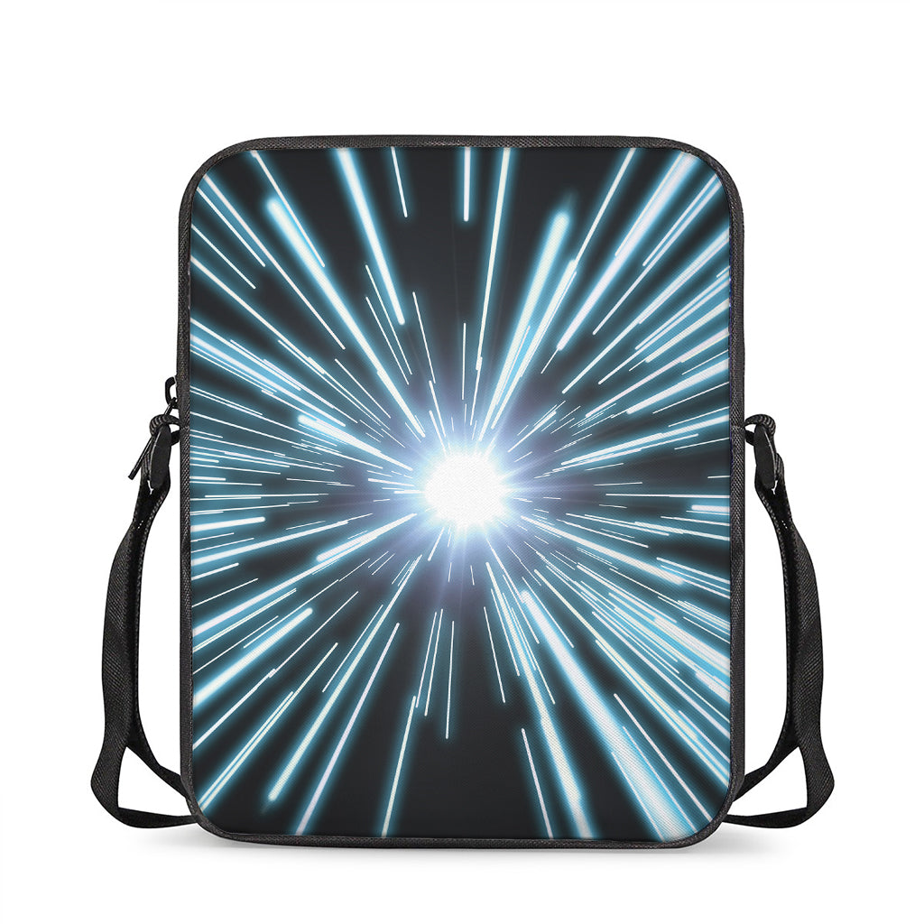 Blue Lightspeed Print Rectangular Crossbody Bag