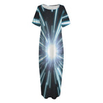 Blue Lightspeed Print Short Sleeve Long Nightdress