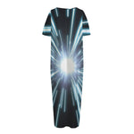 Blue Lightspeed Print Short Sleeve Long Nightdress
