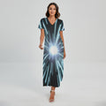 Blue Lightspeed Print Short Sleeve Maxi Dress