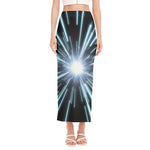 Blue Lightspeed Print Side Slit Maxi Skirt