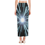Blue Lightspeed Print Side Slit Maxi Skirt