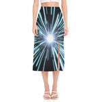Blue Lightspeed Print Side Slit Midi Skirt