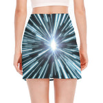 Blue Lightspeed Print Side Slit Mini Skirt