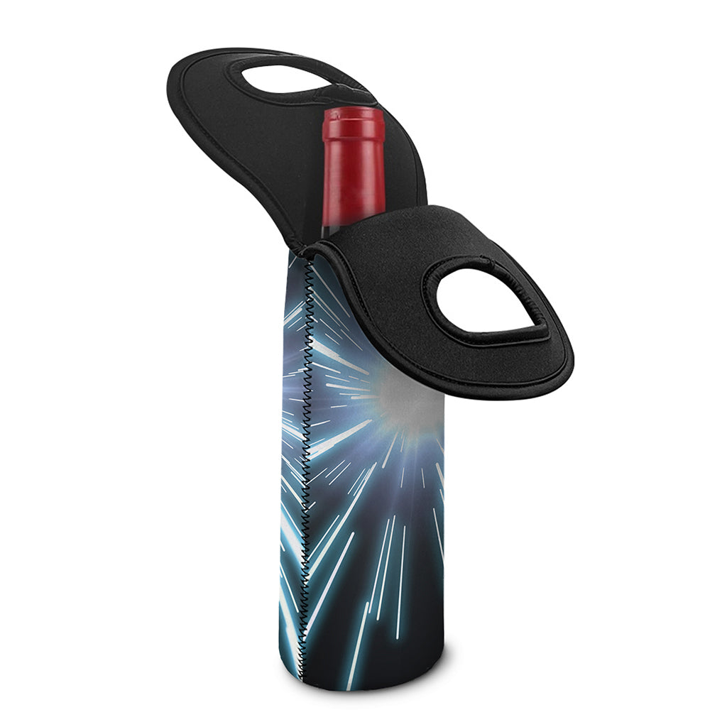 Blue Lightspeed Print Single Neoprene Wine Tote