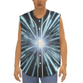Blue Lightspeed Print Sleeveless Baseball Jersey