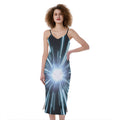 Blue Lightspeed Print Slim Fit Midi Cami Dress
