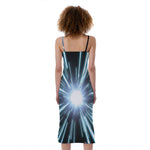 Blue Lightspeed Print Slim Fit Midi Cami Dress