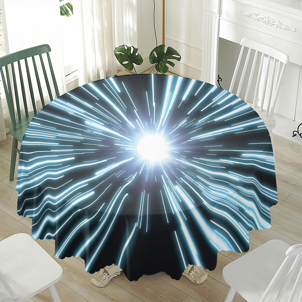 Blue Lightspeed Print Waterproof Round Tablecloth