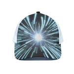 Blue Lightspeed Print White Mesh Trucker Cap