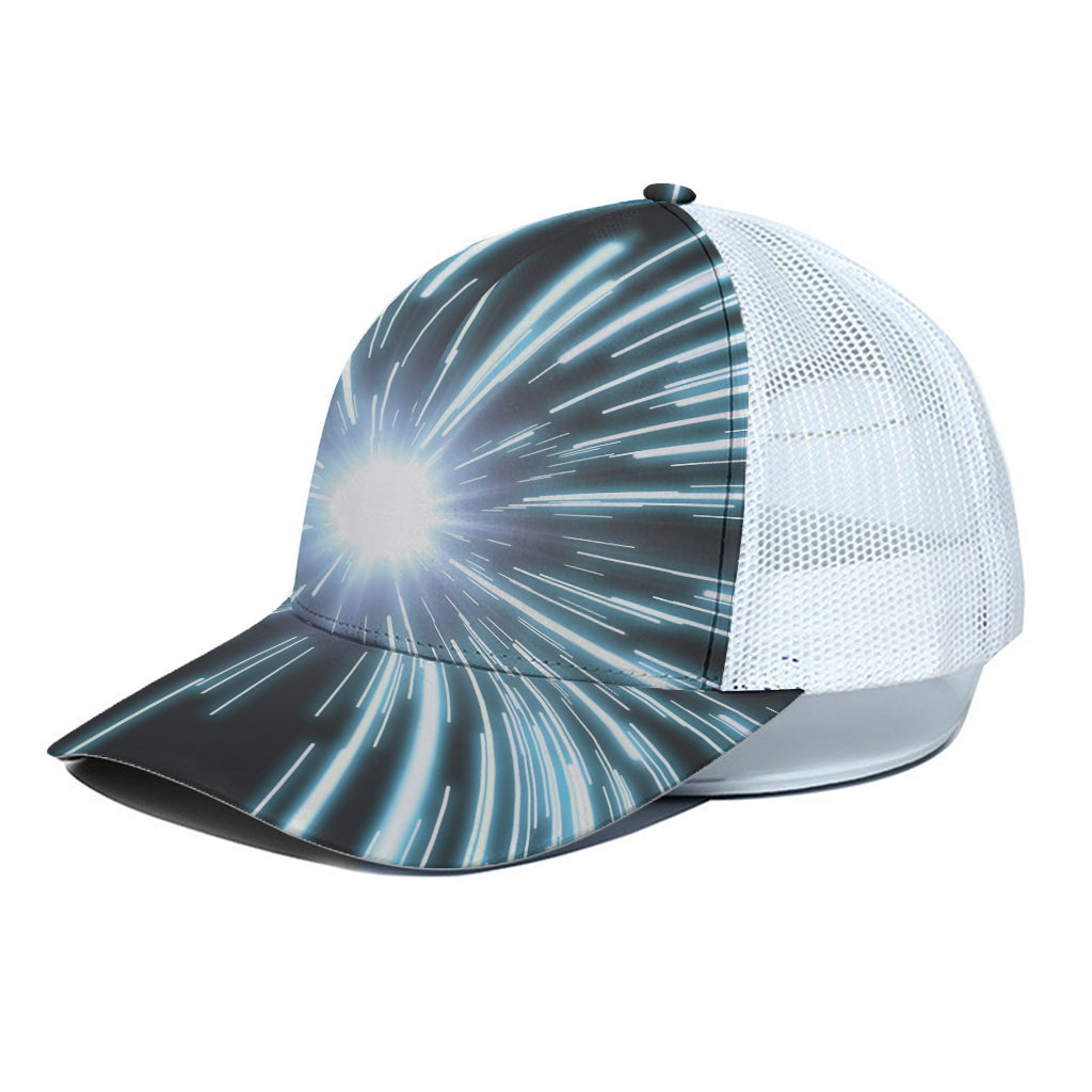 Blue Lightspeed Print White Mesh Trucker Cap