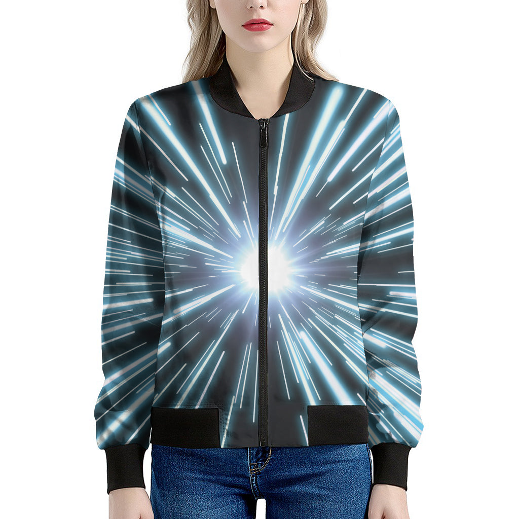 Blue Lightspeed Print Women's Bomber Jacket