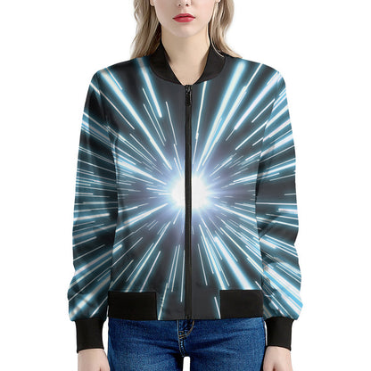Blue Lightspeed Print Women's Bomber Jacket