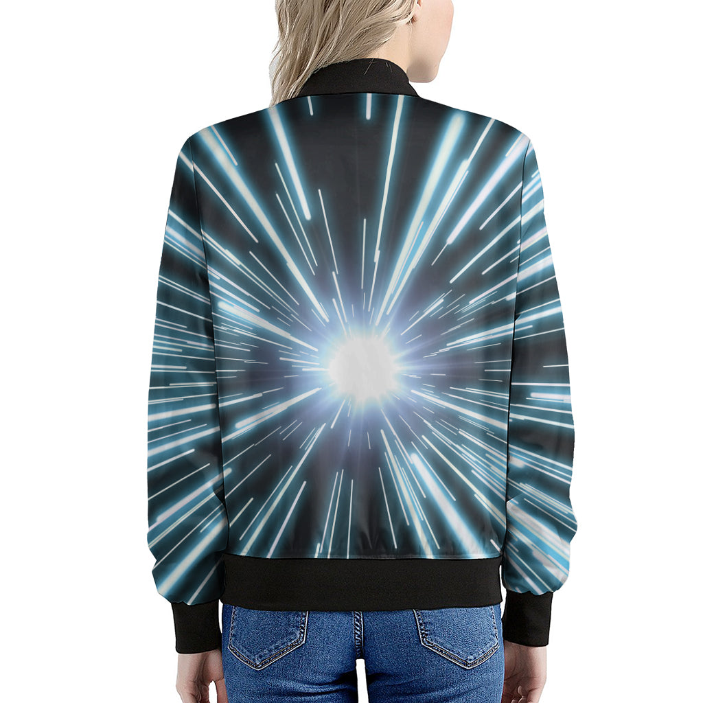 Blue Lightspeed Print Women's Bomber Jacket