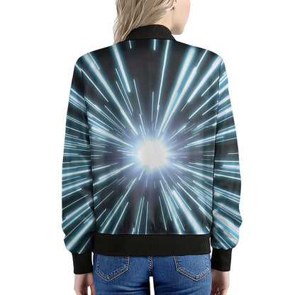 Blue Lightspeed Print Women's Bomber Jacket
