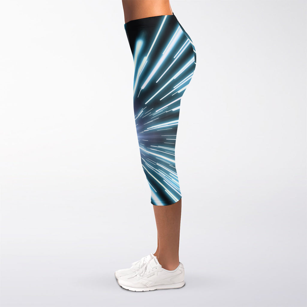 Blue Lightspeed Print Women's Capri Leggings