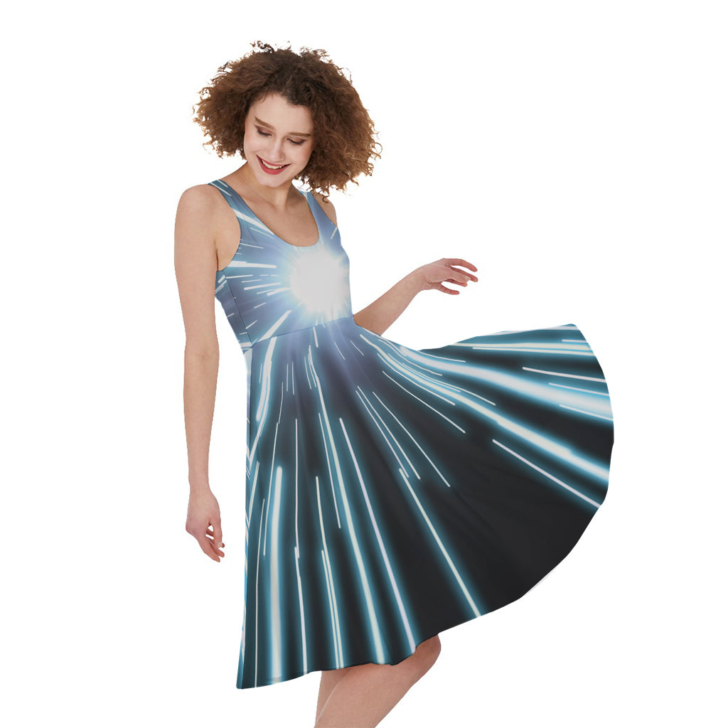 Blue Lightspeed Print Women's Sleeveless Dress