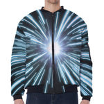 Blue Lightspeed Print Zip Sleeve Bomber Jacket