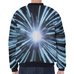 Blue Lightspeed Print Zip Sleeve Bomber Jacket