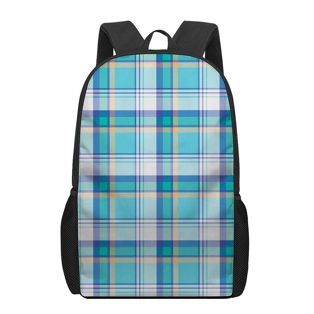 Blue Madras Pattern Print 17 Inch Backpack