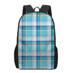 Blue Madras Pattern Print 17 Inch Backpack
