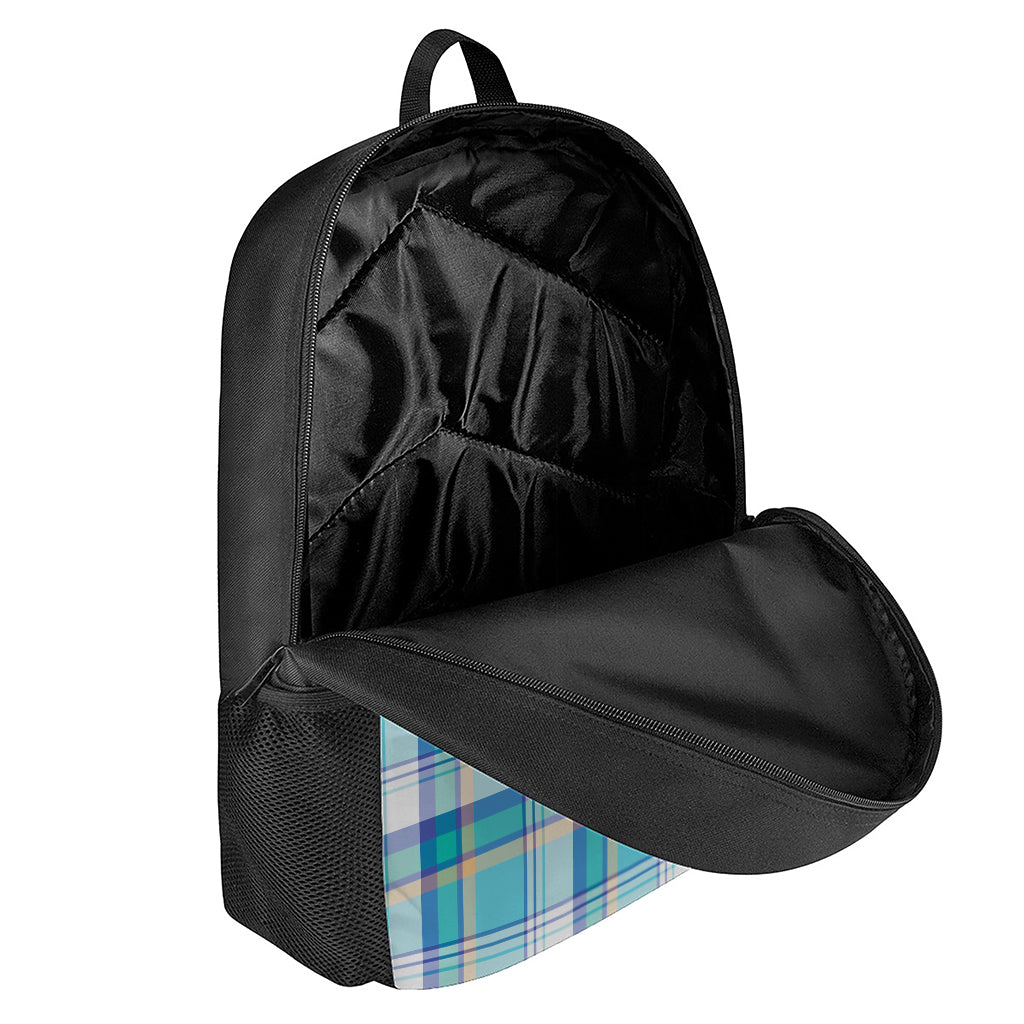 Blue Madras Pattern Print 17 Inch Backpack
