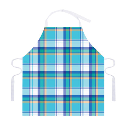 Blue Madras Pattern Print Adjustable Apron