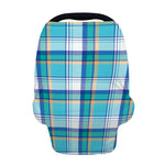 Blue Madras Pattern Print Baby Seat Cover