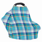 Blue Madras Pattern Print Baby Seat Cover