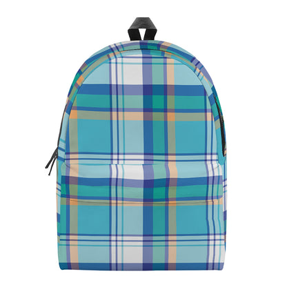Blue Madras Pattern Print Backpack