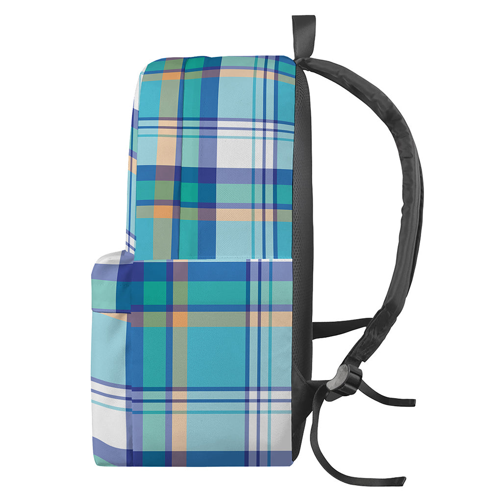 Blue Madras Pattern Print Backpack