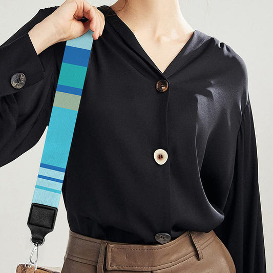 Blue Madras Pattern Print Bag Strap