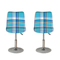 Blue Madras Pattern Print Bar Stool Covers
