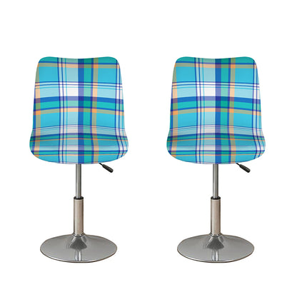 Blue Madras Pattern Print Bar Stool Covers