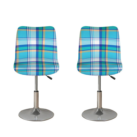 Blue Madras Pattern Print Bar Stool Covers