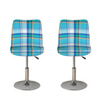 Blue Madras Pattern Print Bar Stool Covers