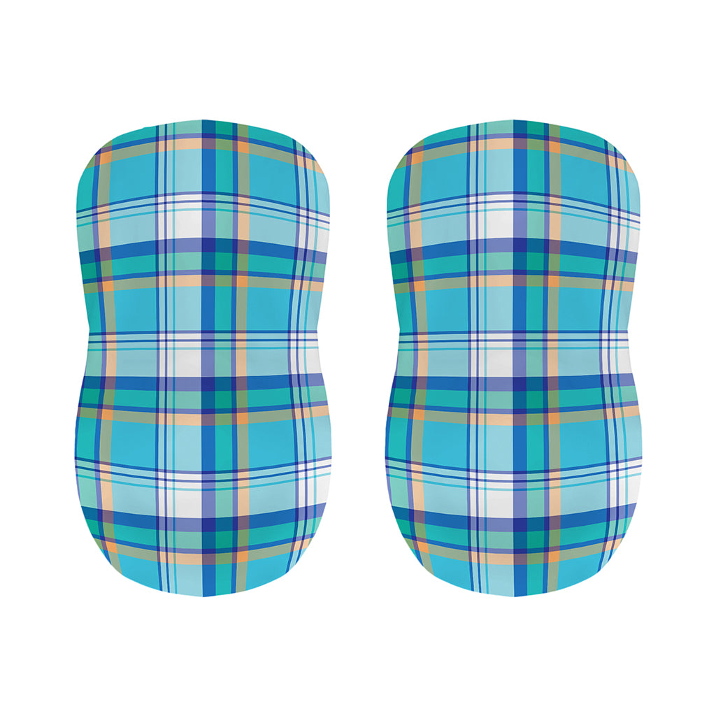 Blue Madras Pattern Print Bar Stool Covers