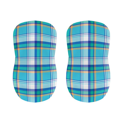 Blue Madras Pattern Print Bar Stool Covers
