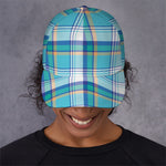 Blue Madras Pattern Print Baseball Cap
