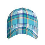 Blue Madras Pattern Print Baseball Cap