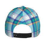 Blue Madras Pattern Print Baseball Cap