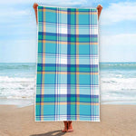 Blue Madras Pattern Print Beach Towel