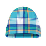 Blue Madras Pattern Print Beanie