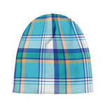Blue Madras Pattern Print Beanie