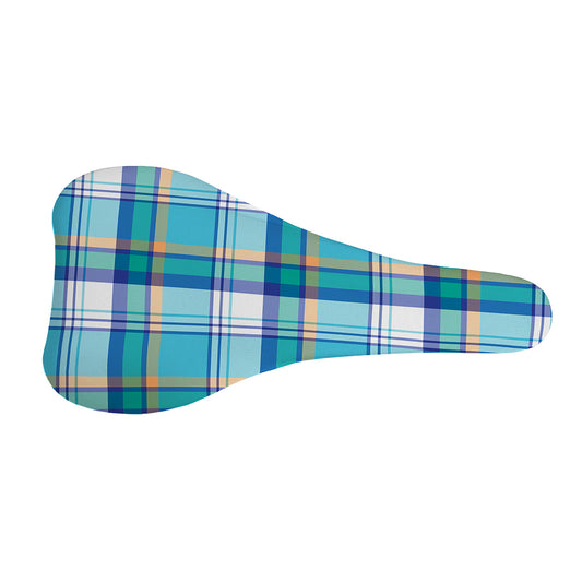 Blue Madras Pattern Print Bicycle Seat Cover