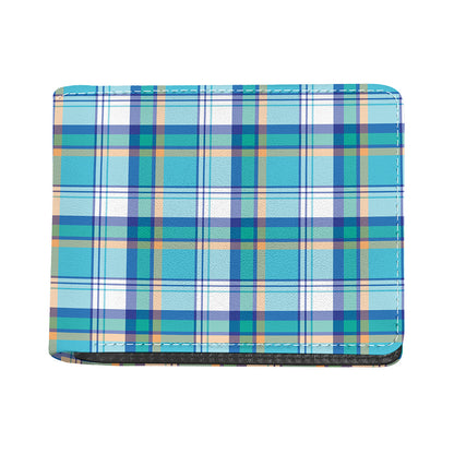 Blue Madras Pattern Print Bifold Wallet