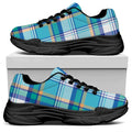 Blue Madras Pattern Print Black Chunky Shoes