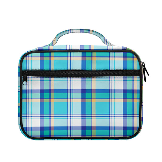 Blue Madras Pattern Print Briefcase Bible Bag