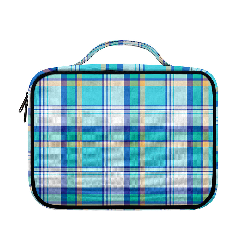 Blue Madras Pattern Print Briefcase Bible Bag